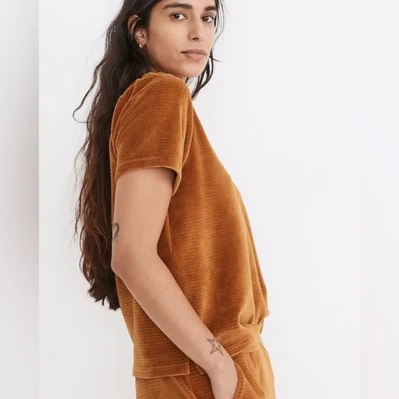 Madewell Women’s Velour Corduroy Mockneck Top Size Large - Picture 3 of 4